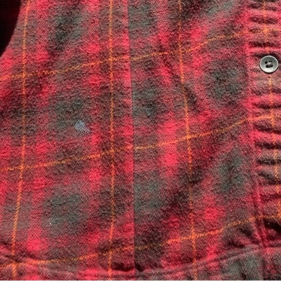 Woolrich Plaid Flannel Shirt Distressed Paint Splatter Grunge Workwear M - Picture 5 of 11